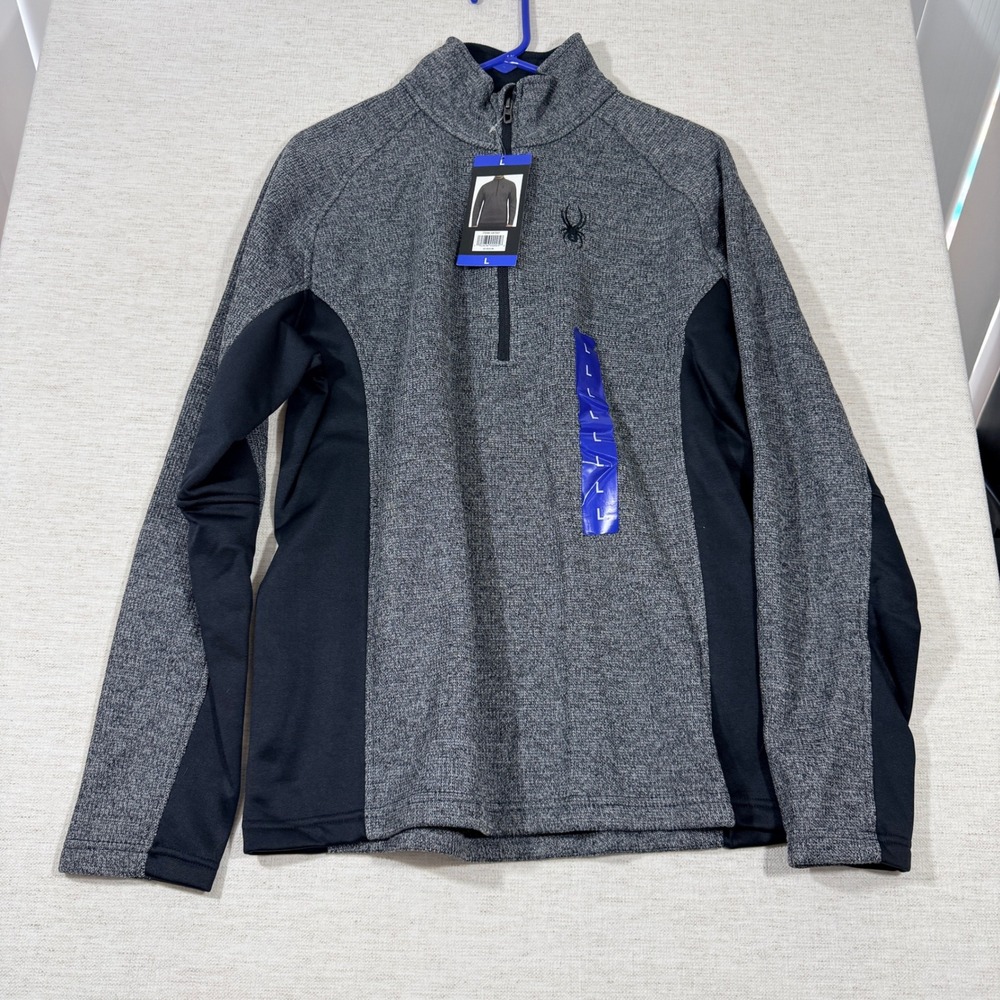 Spyder Quarter Zip Pullover Mens Large Grey New Fleece Lined Active 186400